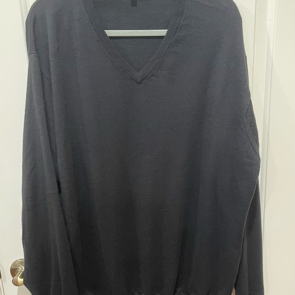 Peter Millar Black V-Neck Sweater Classic Knit